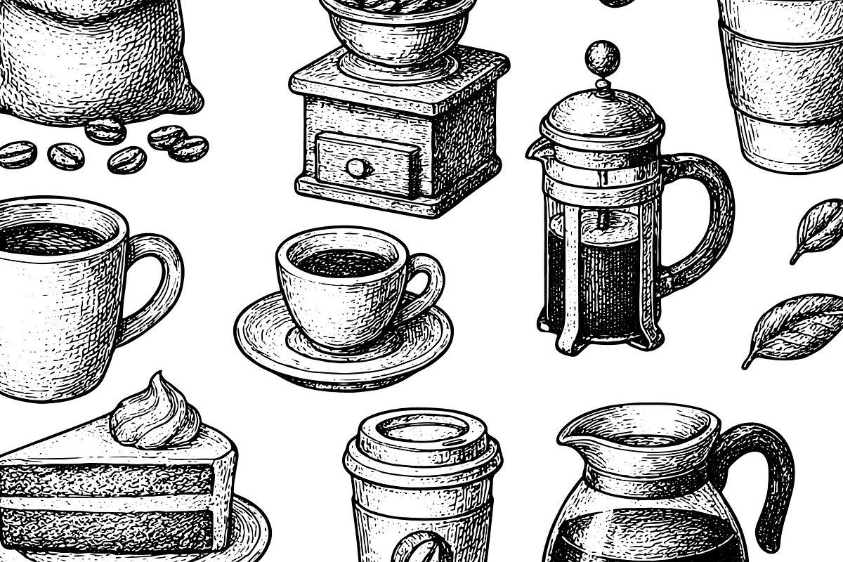 Vintage Coffee Illustration Set, an Object Graphic by RT Studio (Photo 4 of 4)
