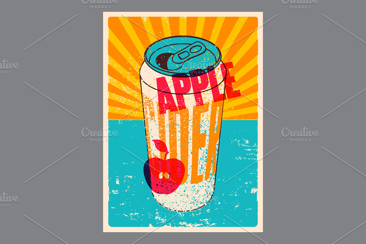 Apple Cider grunge vector poster set, a Food Illustration by PoPaShop (Photo 2 of 6)