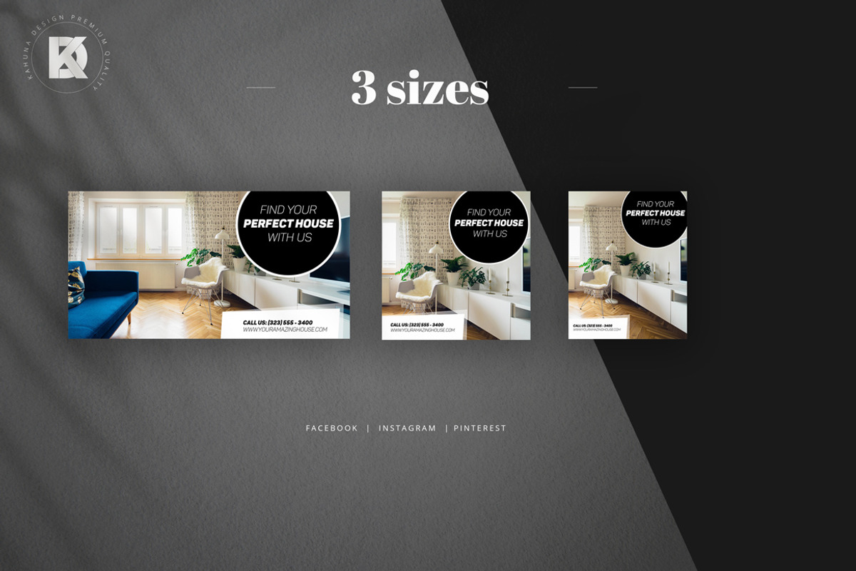 Real Estate Social Media Pack, a Social Media Template by Kahuna Design (Photo 3 of 6)