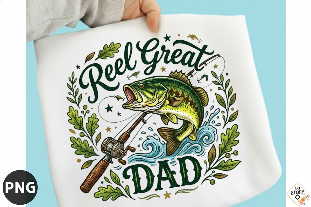 Retro Reel Great Dad Png Fishing Dad, a Seasonal Illustration by designcity5 (Photo 1 of 4)