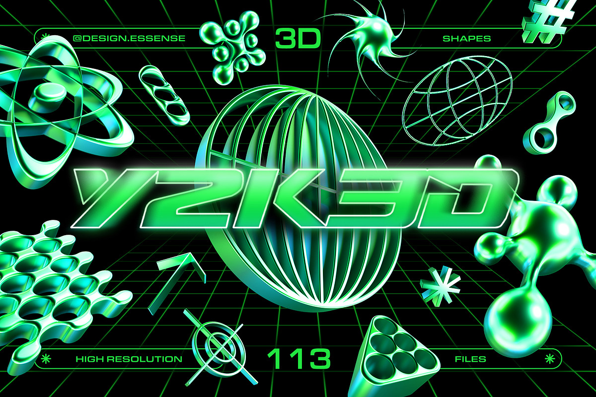 Y2K 3D Shapes - 113 illustrations, an Object Graphic by assetpro.design (Photo 1 of 13)