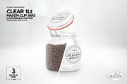 Clear 1Liter Mason Clip Jar Mockup, a Cups & Container Mockup by INCDesign (Thumbnail 3 of 9)
