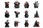 Black Teddy Bear Christmas Clipart, an Illustration by SinaCreation (Thumbnail 2 of 7)
