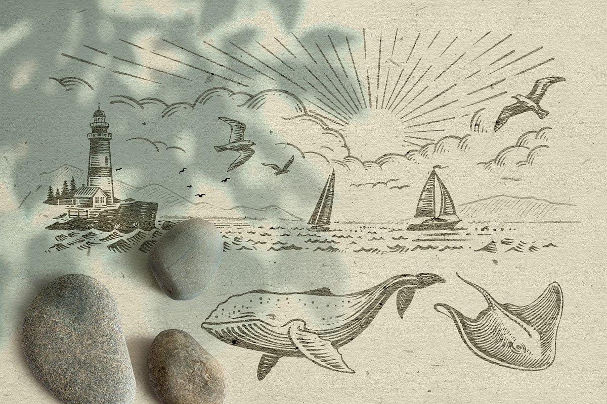 Nautical. Mockups, vector, textures., a Texture Illustration by bioraven (Photo 9 of 26)
