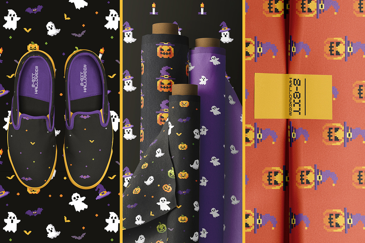 Retro Pixel Art Halloween Pattern, a Graphic by Asya Melkonyan Patterns (Photo 5 of 9)