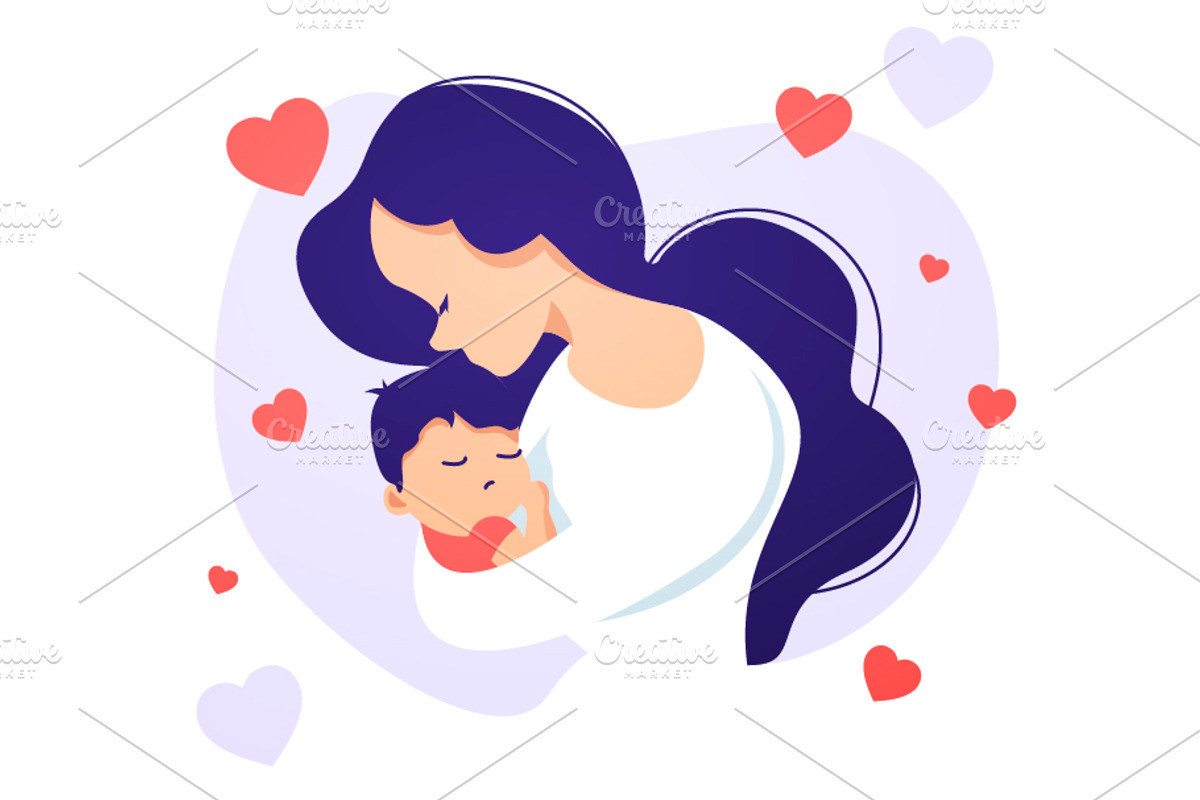 Mother In Love Holding Baby, a Person Illustration by Black White Mouse Design (Photo 1 of 3)