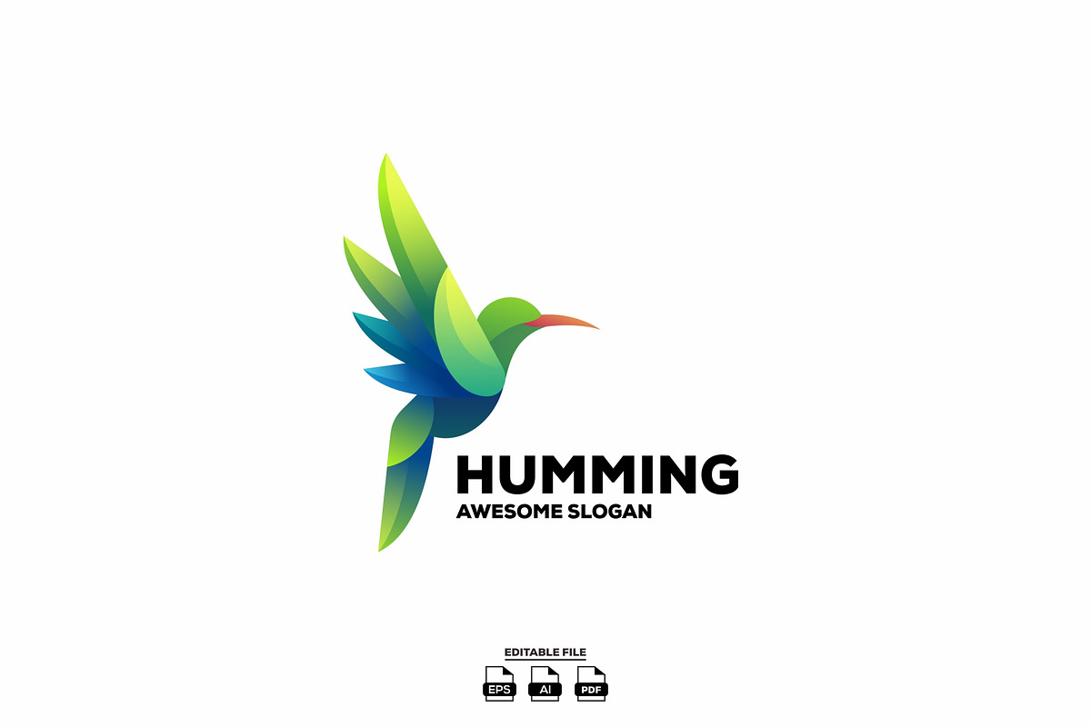 humming bird gradient logo design, a Branding & Logo Template by LOGTURNAL
