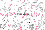 Easter Bunny Coloring Page, a Seasonal Illustration by Hanazumi (Thumbnail 3 of 3)