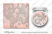 MINT & CORAL VINTAGE MAPS, an Illustration by Artfanaticus (Thumbnail 3 of 4)