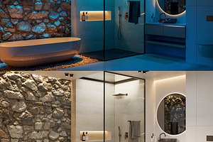 A bathroom with different ambiances, an Architecture Photo by Pozitivo
