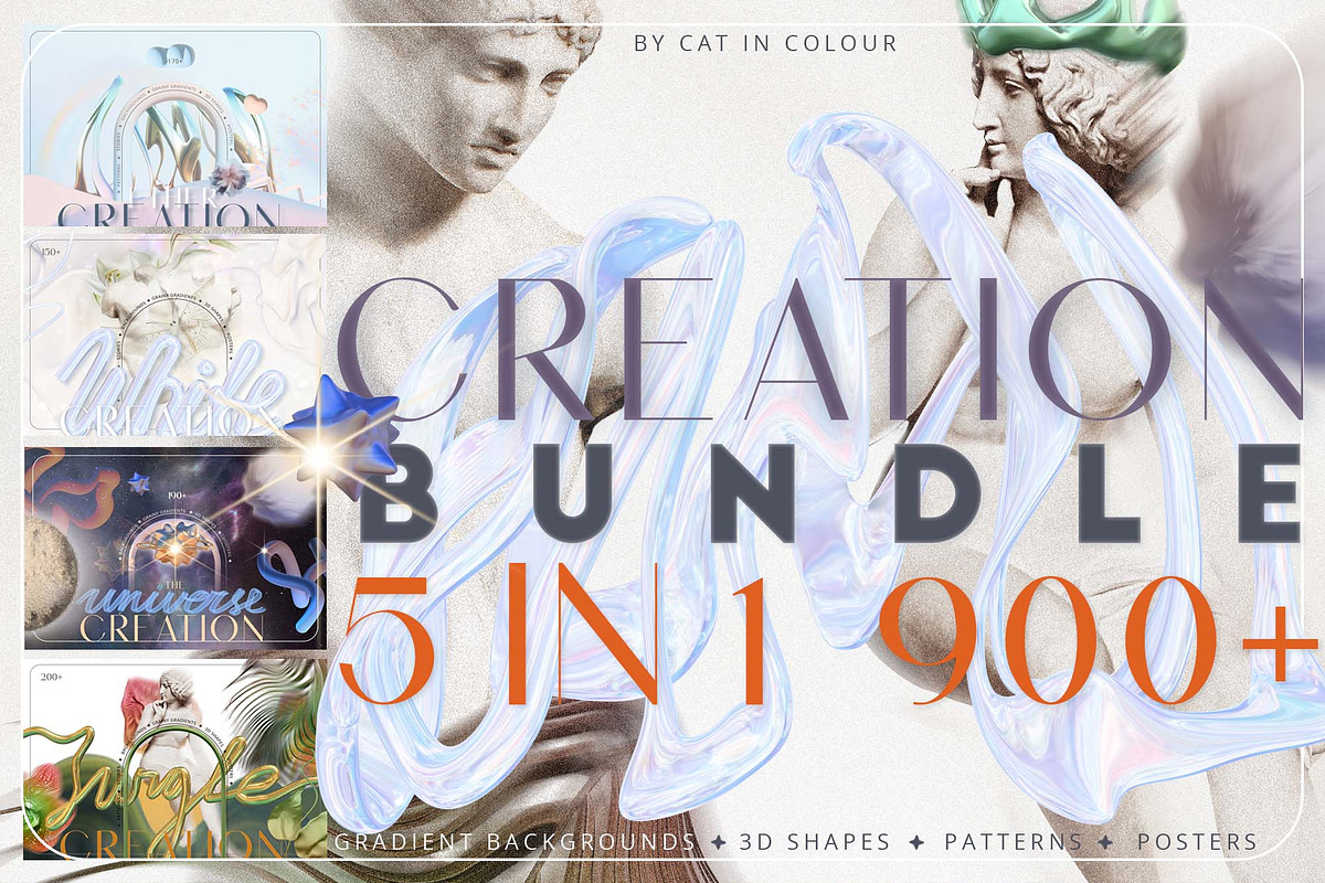 -25% BUNDLE Backgrounds & 3D Shapes, an Object Graphic by Cat In Colour (Photo 1 of 32)