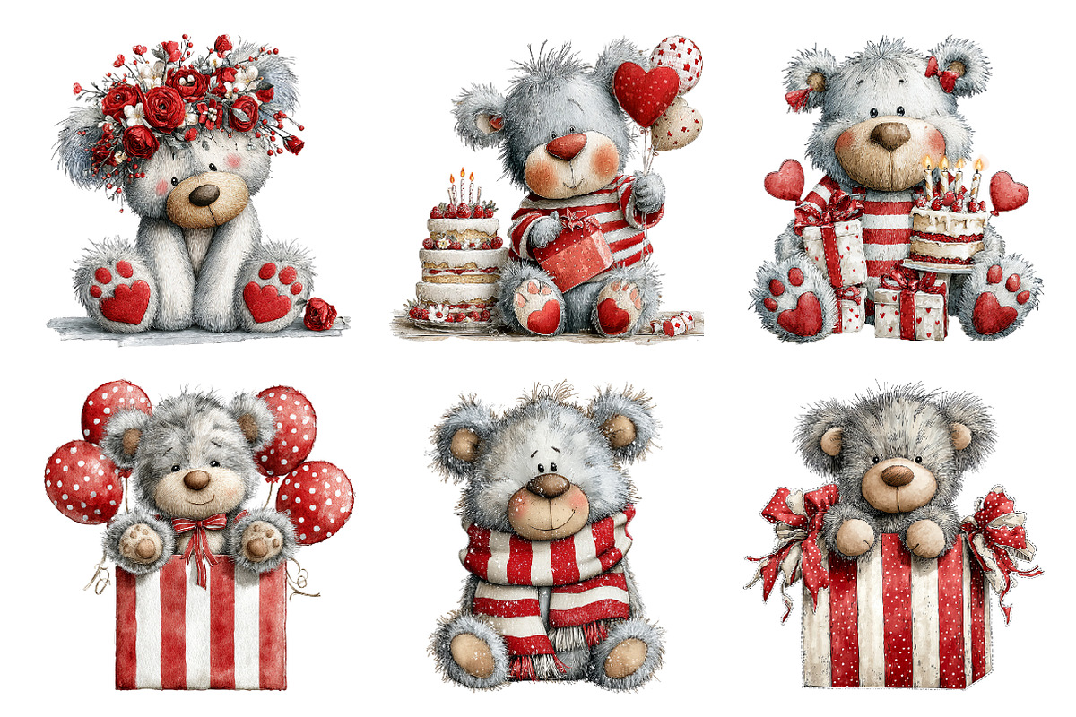 Valentins Day-birthday Party Teddy, an Illustration by Design Market (Photo 3 of 3)