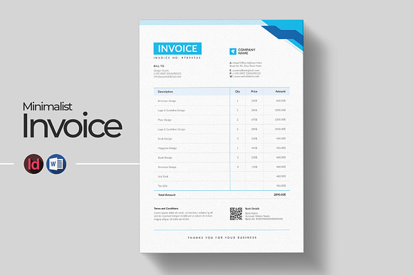 Minimal Invoice Template | Word preview 3