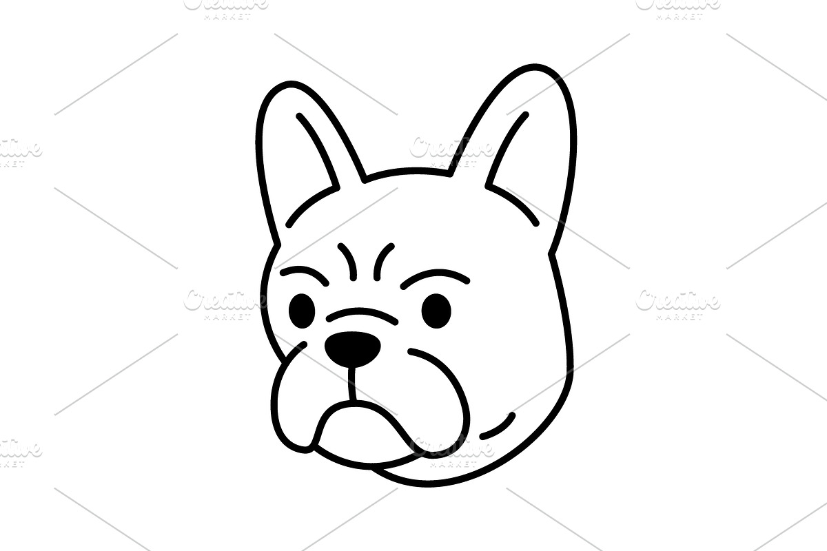 French bulldog cartoon face with, an Animal Illustration by GraphiShop