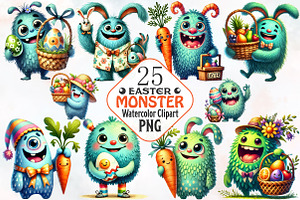 Easter Monster Sublimation Clipart, an Illustration by RobertsArt