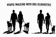 Couple Walking with Dog Silhouettes, an Animal Illustration by Gfx Expert Team (Thumbnail 2 of 3)