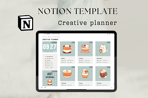 Cat Notion planner for creatives