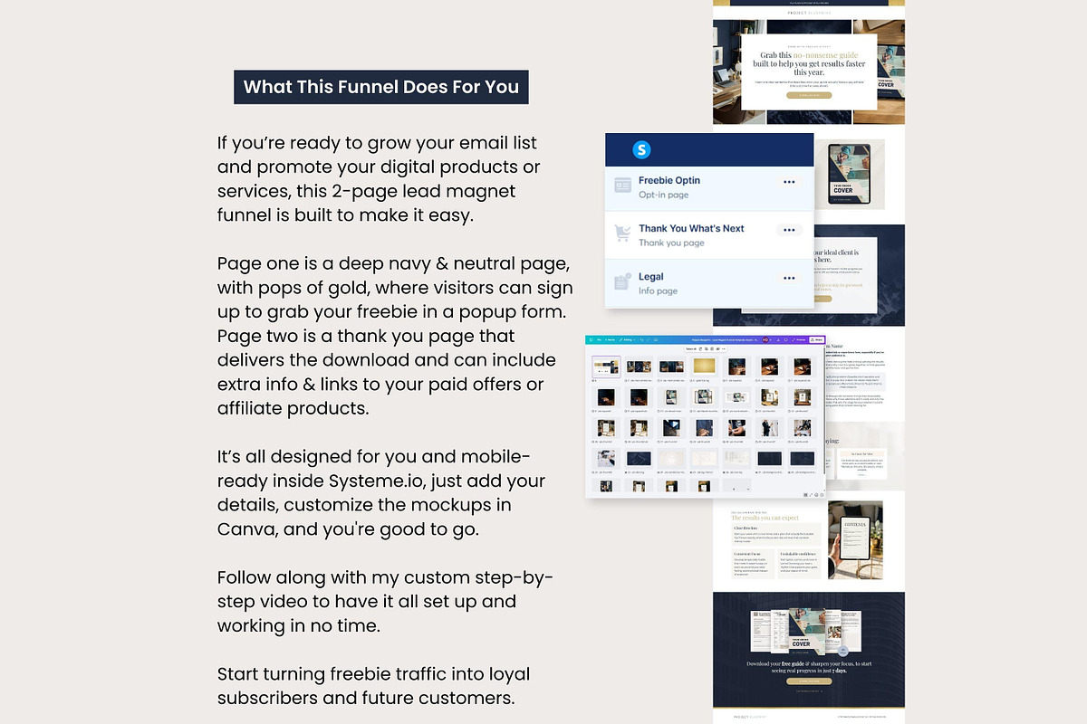 Systeme.io Blueprint Lead funnel, a Landing Page Template by Hayley's Digital Hub (Photo 2 of 10)
