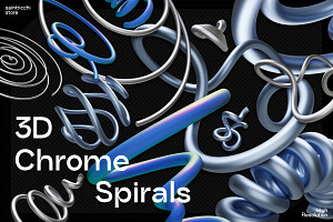 3D Chrome Spirals - Shapes & Object