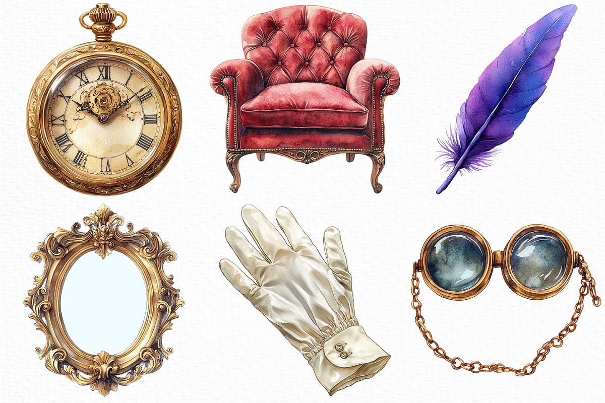 Watercolor Victorian Clipart Bundle, an Illustration by Craft Nest (Photo 5 of 6)