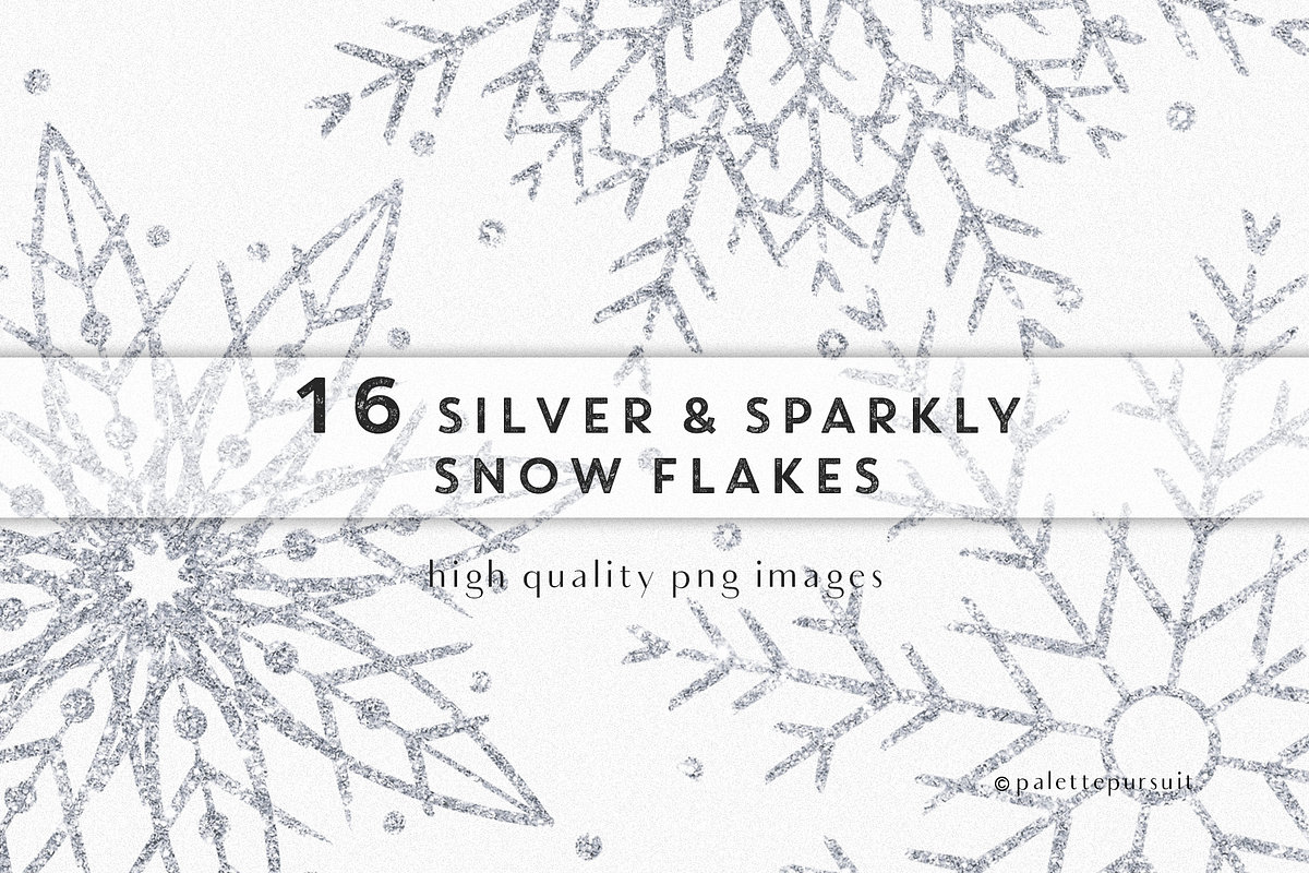 Silver glitter snowflakes clip art, an Object Graphic by Palette Pursuit (Photo 1 of 4)