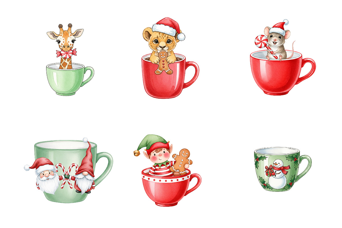 Cute Christmas Hot Cocoa Cup Clipart, an Illustration by SinaCreation (Photo 3 of 7)