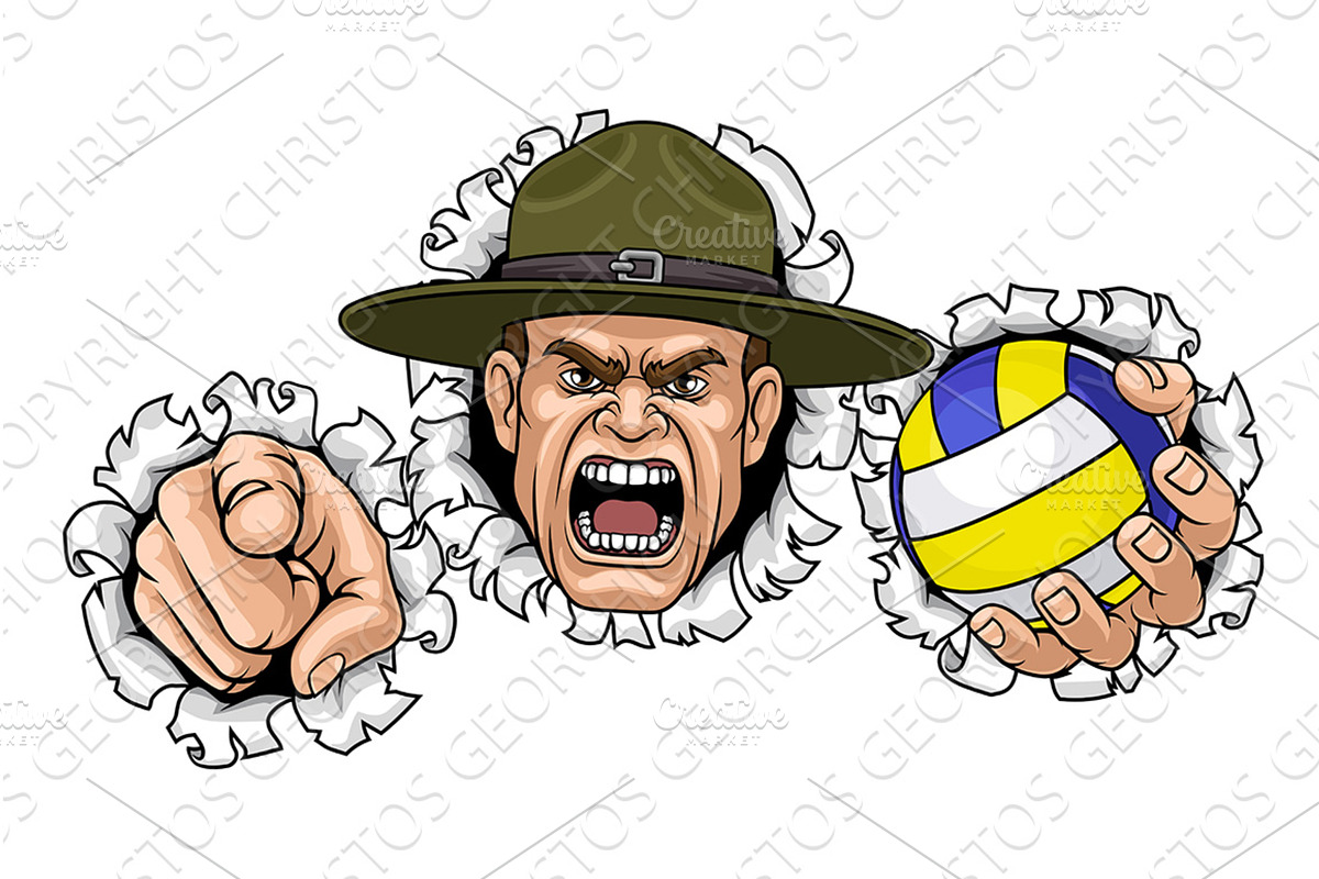 Drill Instructor Sergeant Volleyball, an Animal Illustration by Christos Georghiou