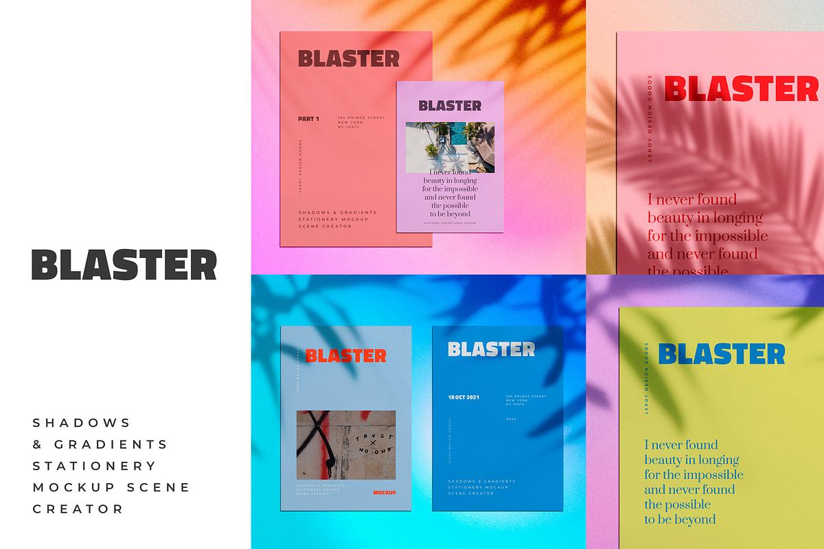 BLASTER Shadow Gradient Mockup Scene, a Product Mockup by LEROY Design (Photo 1 of 10)