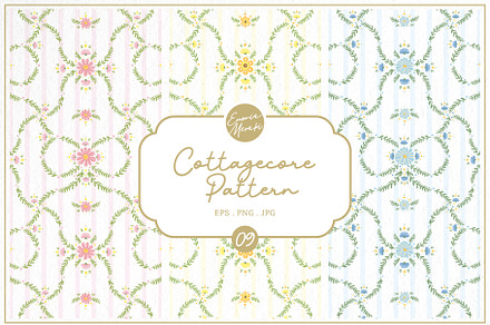 Cottagecore Pattern 9 Floral Ribbon, a Pattern Graphic by Euonia Meraki