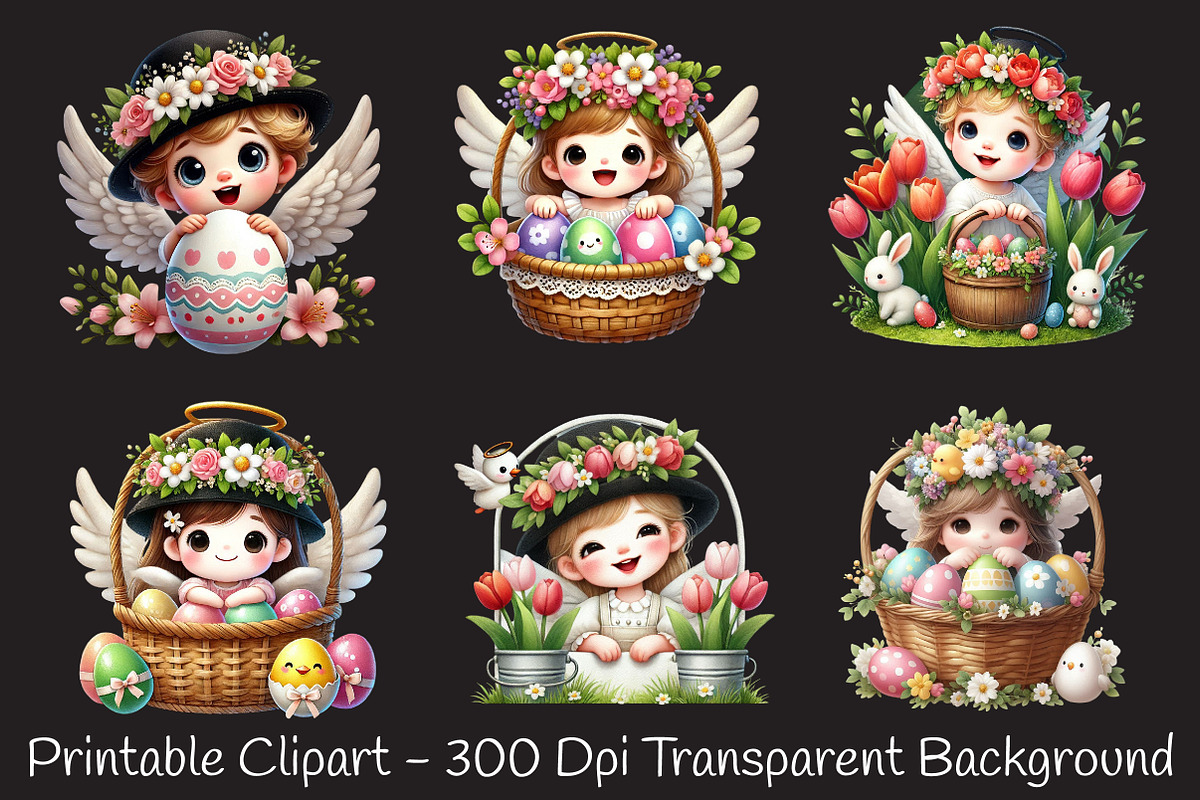 Easter day peeking angel clipart, an Illustration by RobertsArt (Photo 6 of 7)