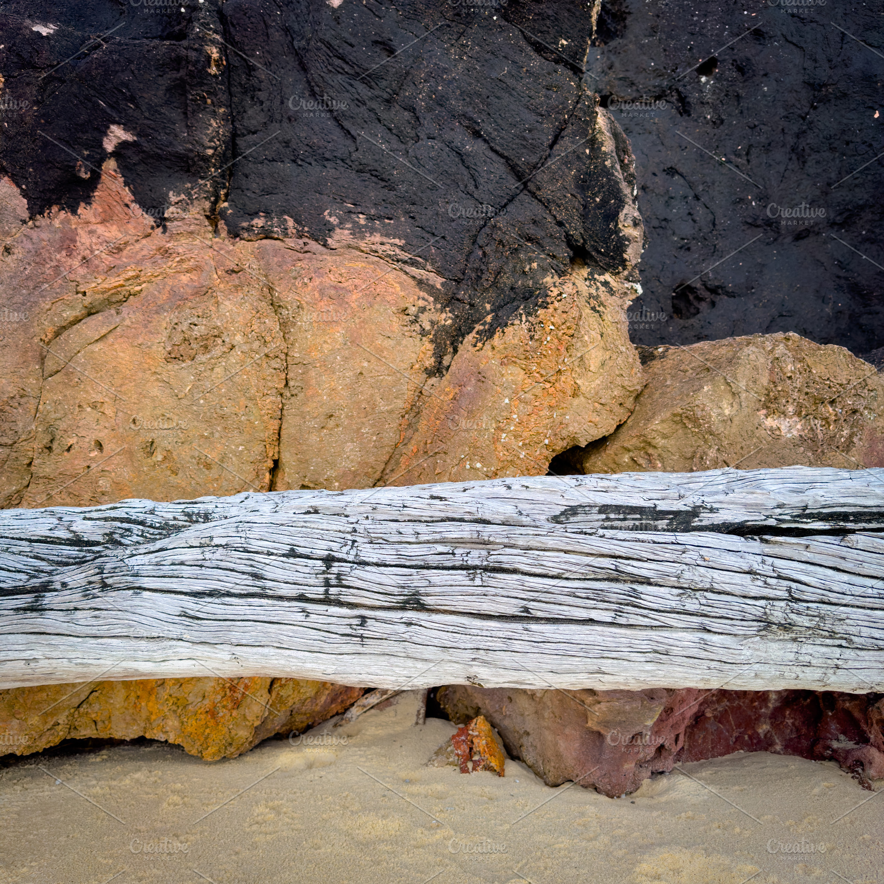 Driftwood And Rock Abstract Background, a Nature Photo by THP Creative