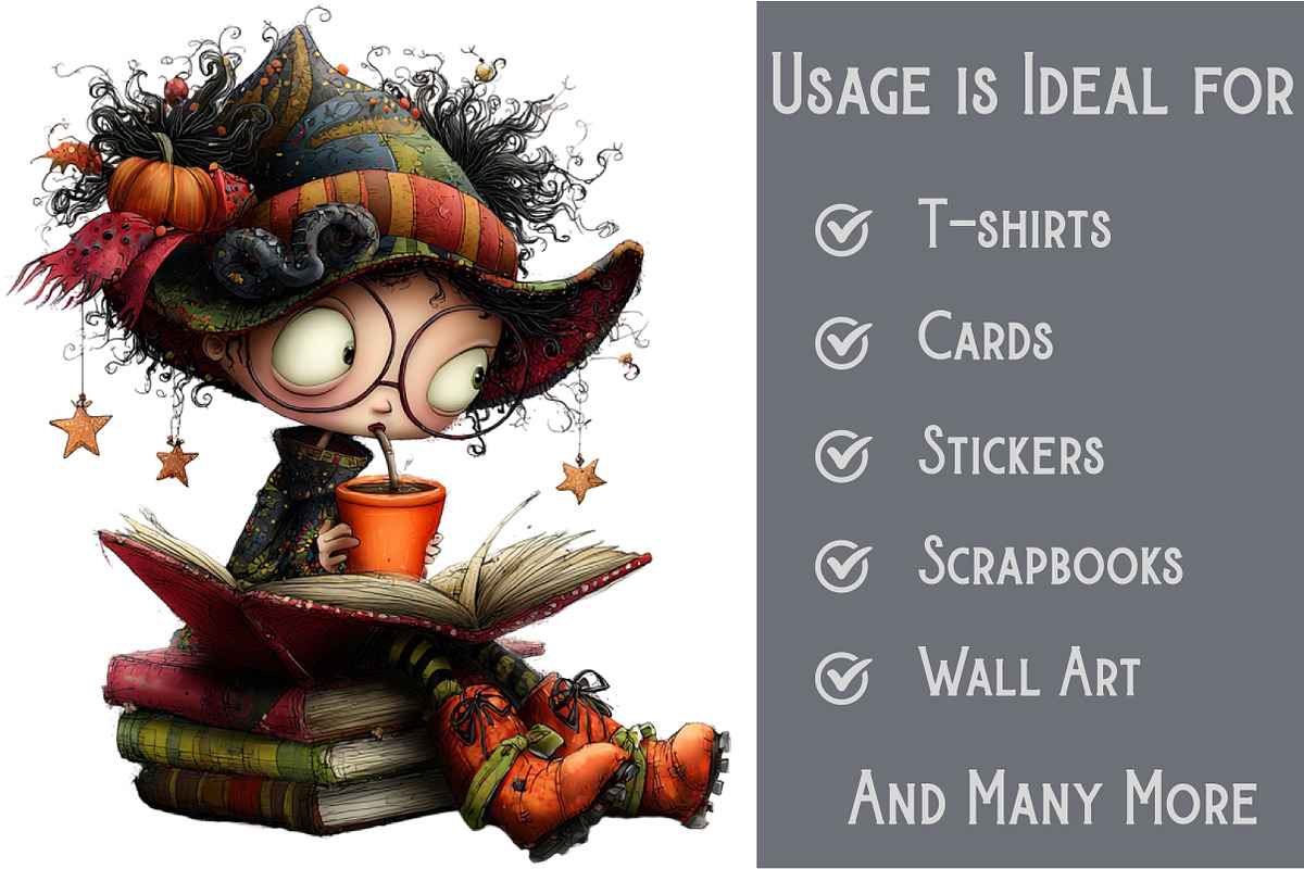 Quirky Halloween Witch Clipart, an Illustration by Pixels.Craft (Photo 3 of 6)