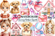 Watercolor Barbie Clipart, an Illustration by Rose Art (Thumbnail 1 of 4)