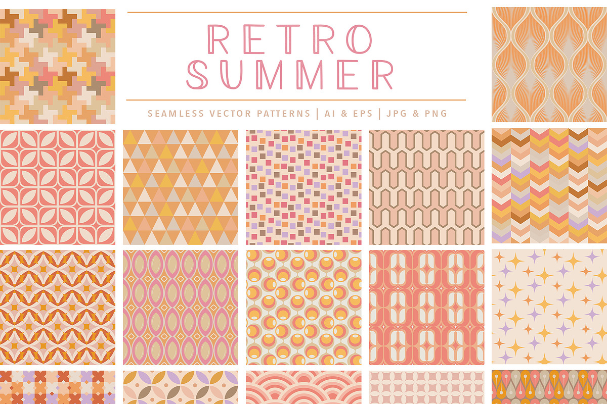 42 Groovy Retro Summer Patterns, a Pattern Graphic by Jennadesigns (Photo 6 of 21)