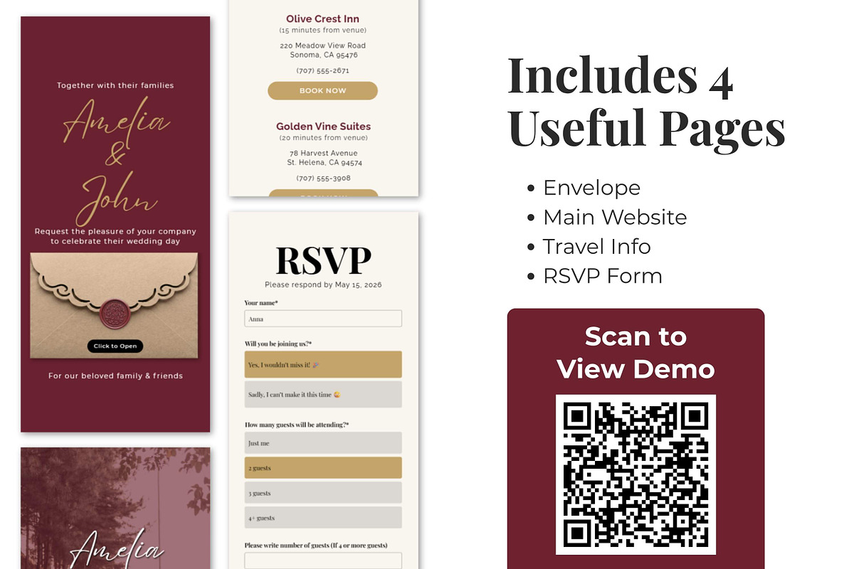 Burgundy Old Money Wedding Website, a Landing Page Template by Everyday Perfection (Photo 3 of 10)