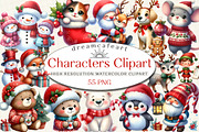 Watercolor Characters Clipart, an Illustration by DreamCafeArt (Thumbnail 1 of 7)