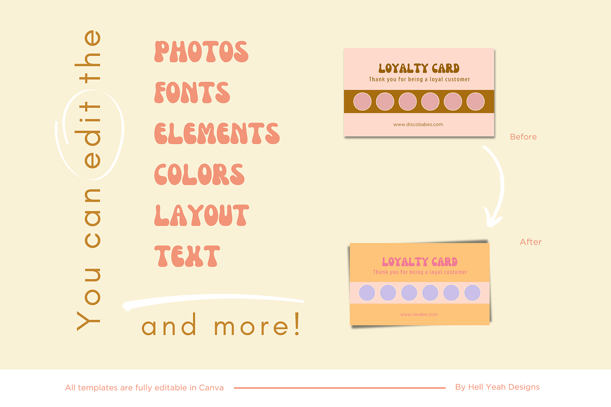 Retro Loyalty Cards Templates, a Business Card Template by Hell Yeah Designs (Photo 4 of 4)