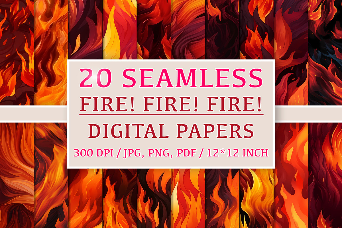 20 Seamless Fire! Fire! Patterns, a Pattern Graphic by Nordic Design (Photo 1 of 9)