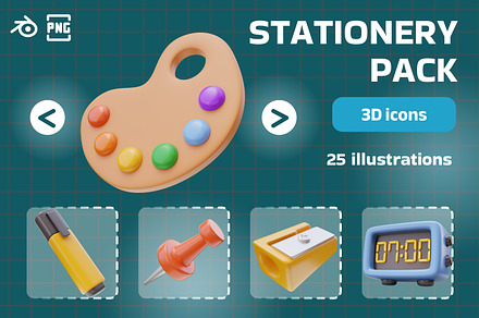 Stationery 3D Icons Illustration