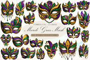 Watercolor Mardi Gras Mask Clipart, an Illustration by Sublimation Artist (Thumbnail 1 of 6)
