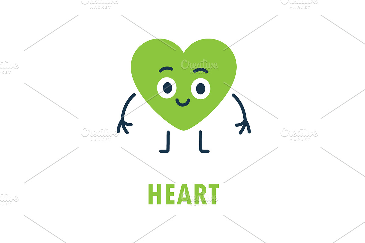 Cartoon heart with smiling face, an Object Illustration by GraphiShop