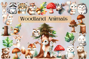 Watercolor Woodland animals nursery