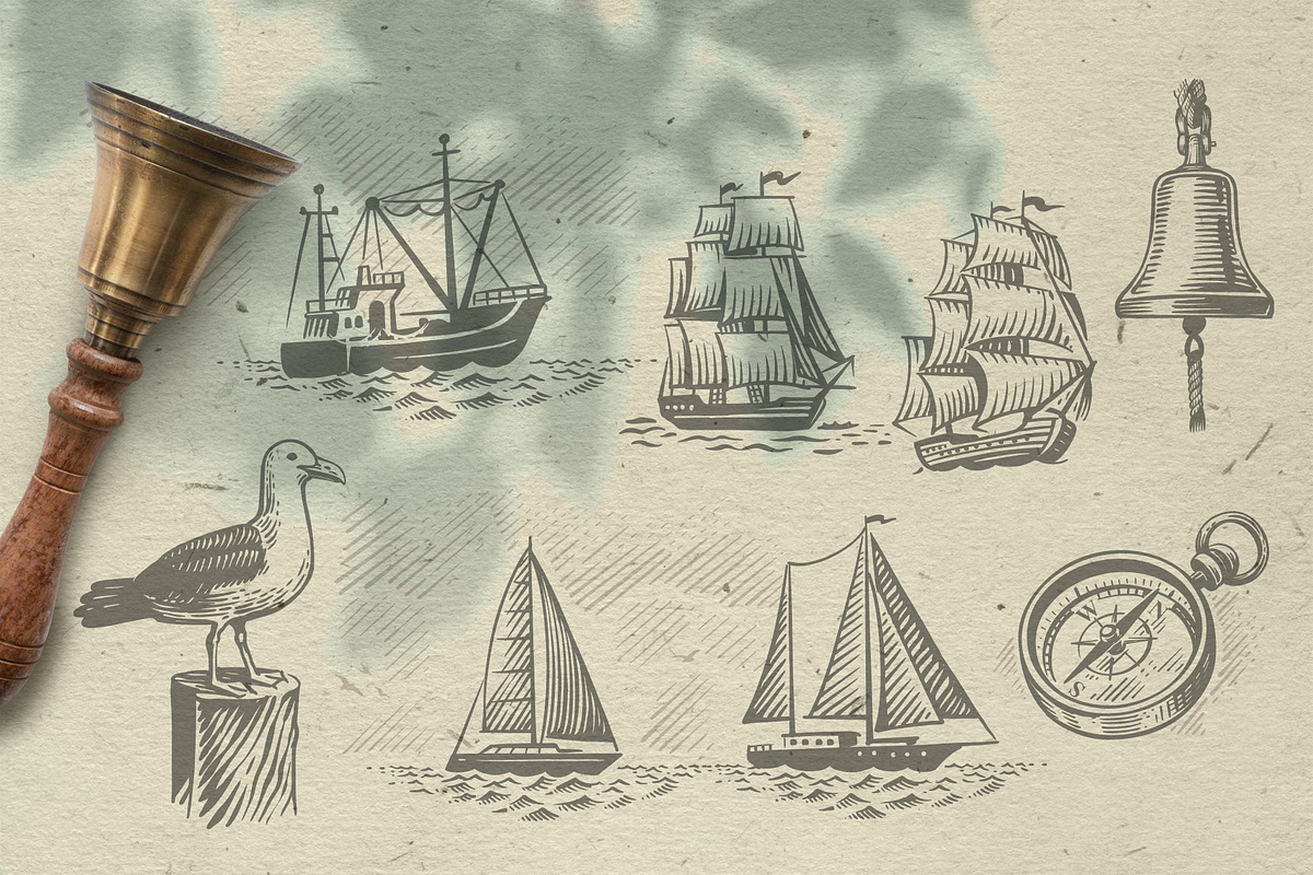 Nautical. Mockups, vector, textures., a Texture Illustration by bioraven (Photo 7 of 26)