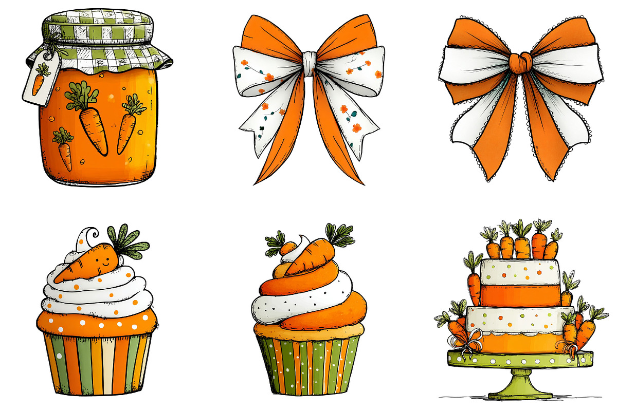 Carrot Easter Watercolor Clipart Set, an Illustration by Sublimation Artist (Photo 6 of 7)