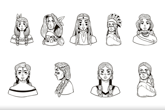Native American Girl Minimal Set preview 2