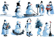 Vintage Snowman Clipart Sublimation, an Illustration by Designworld (Thumbnail 2 of 4)