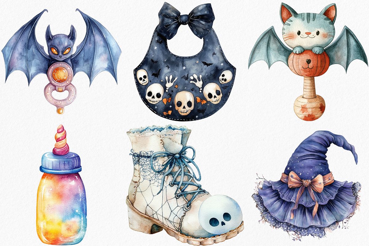 Halloween Baby Shower Clipart Bundle, an Illustration by Canvas Craft (Photo 3 of 8)