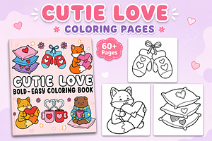Cutie Love Coloring Pages, an Animal Illustration by Inkivelle Studio