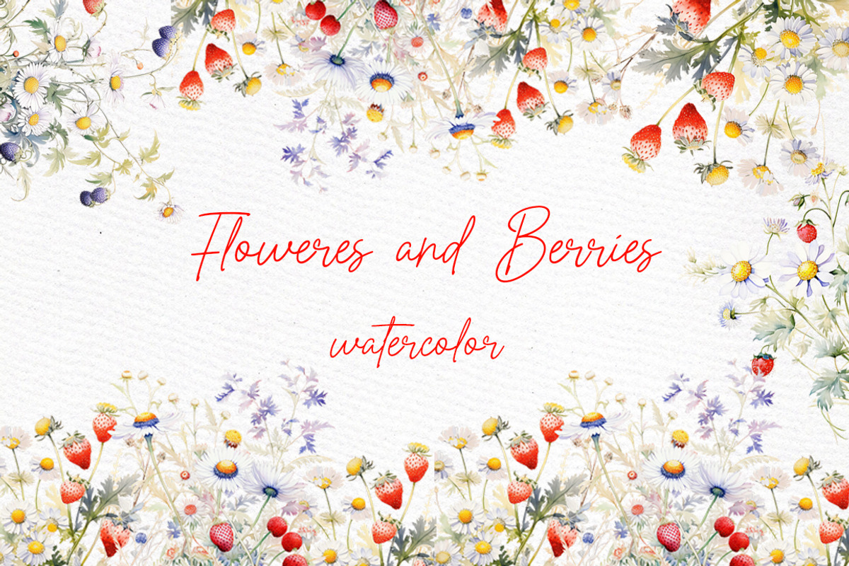 Watercolor Berries clipart Flowers, a Decorative Illustration by LeCoqDesign (Photo 1 of 5)