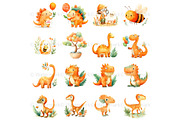Cute Dinosaur Clipart + Patterns, an Animal Illustration by Nicole Branger Art (Thumbnail 8 of 27)